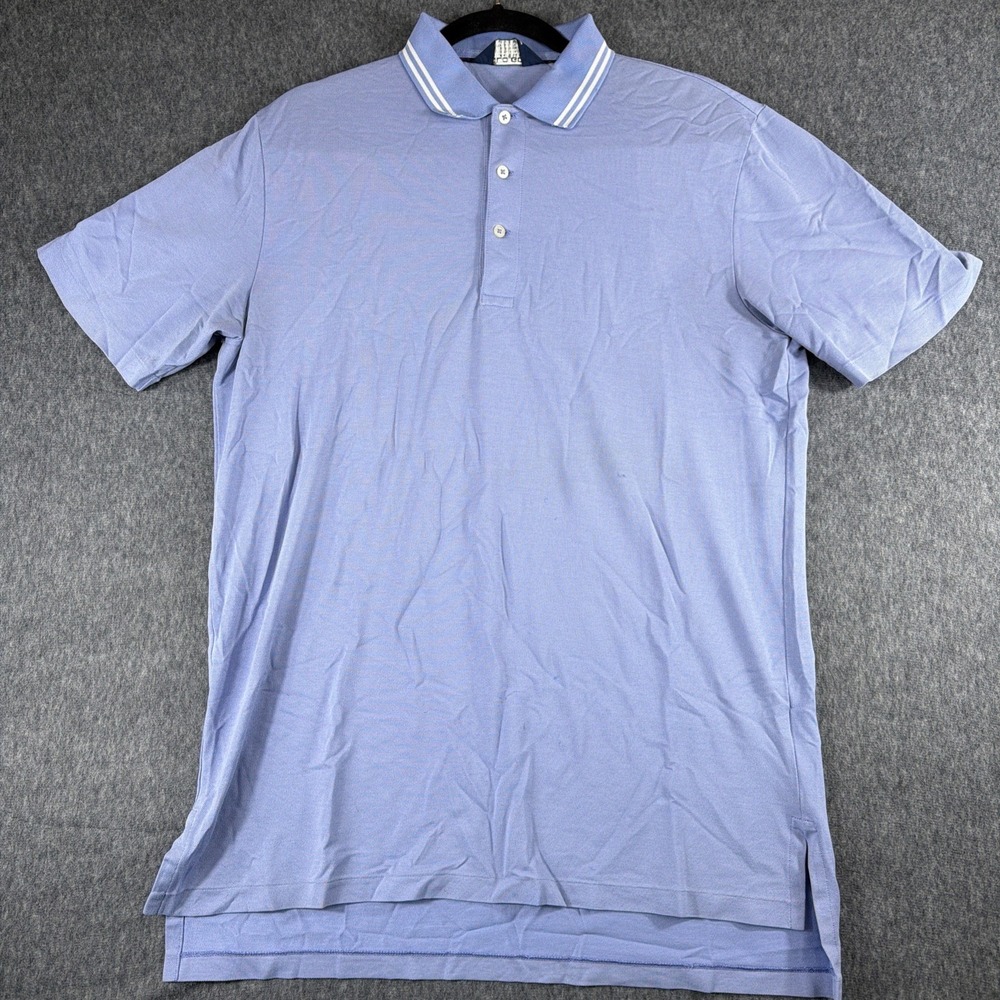 Ralph Lauren Shirt Men's M Polo Golf Short Sleeve Blue‎ Stain Performance